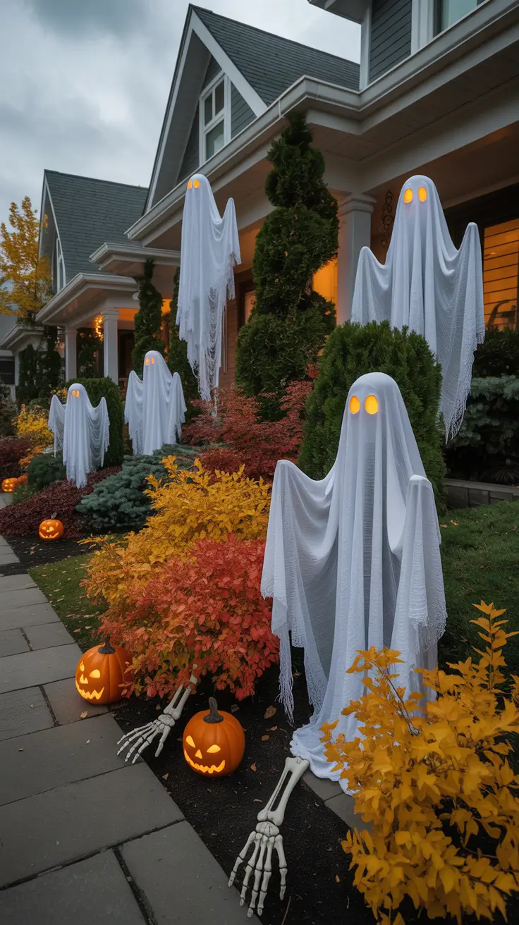 Outside Halloween Decorations Ideas 2026 14 — Outdoor Halloween Decor With Ghost Decorations For Halloween Outside Ideas