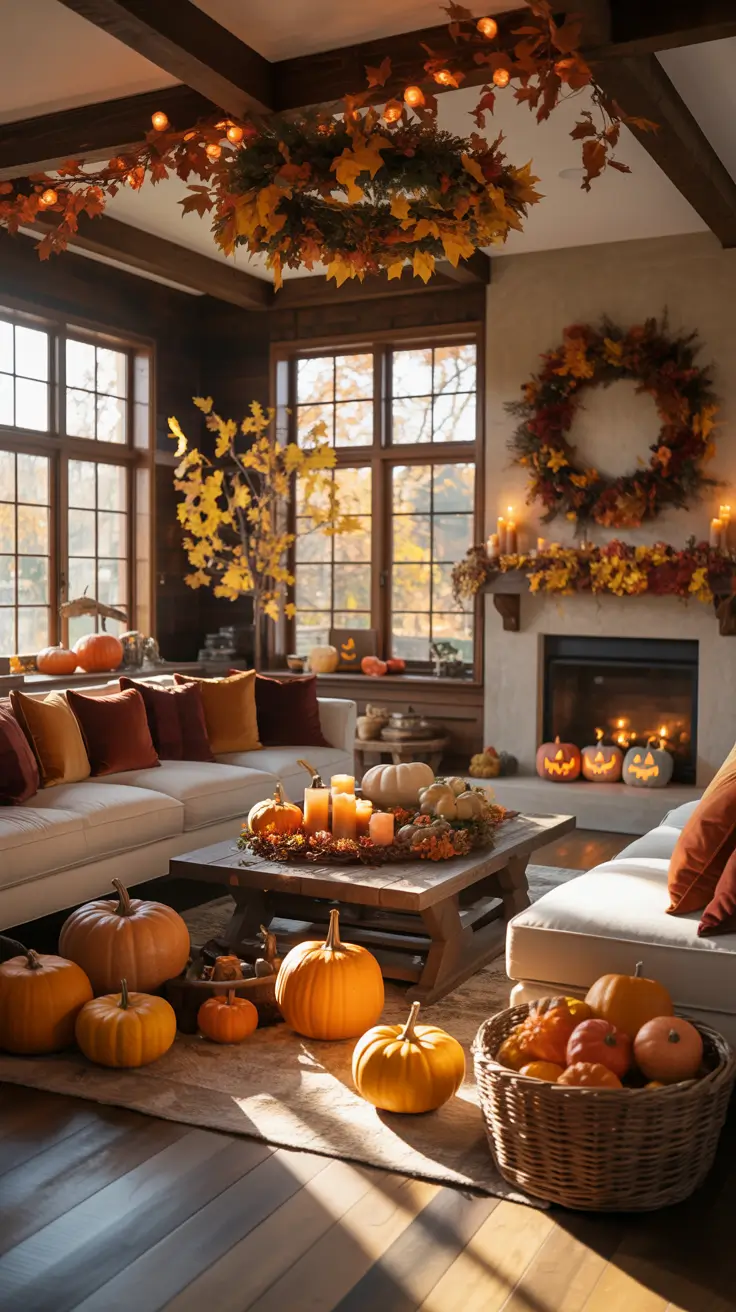 Outside Halloween Decorations Ideas 2026 22 — Warm Living Room Layers Inspired By Outside Halloween Decorations Ideas