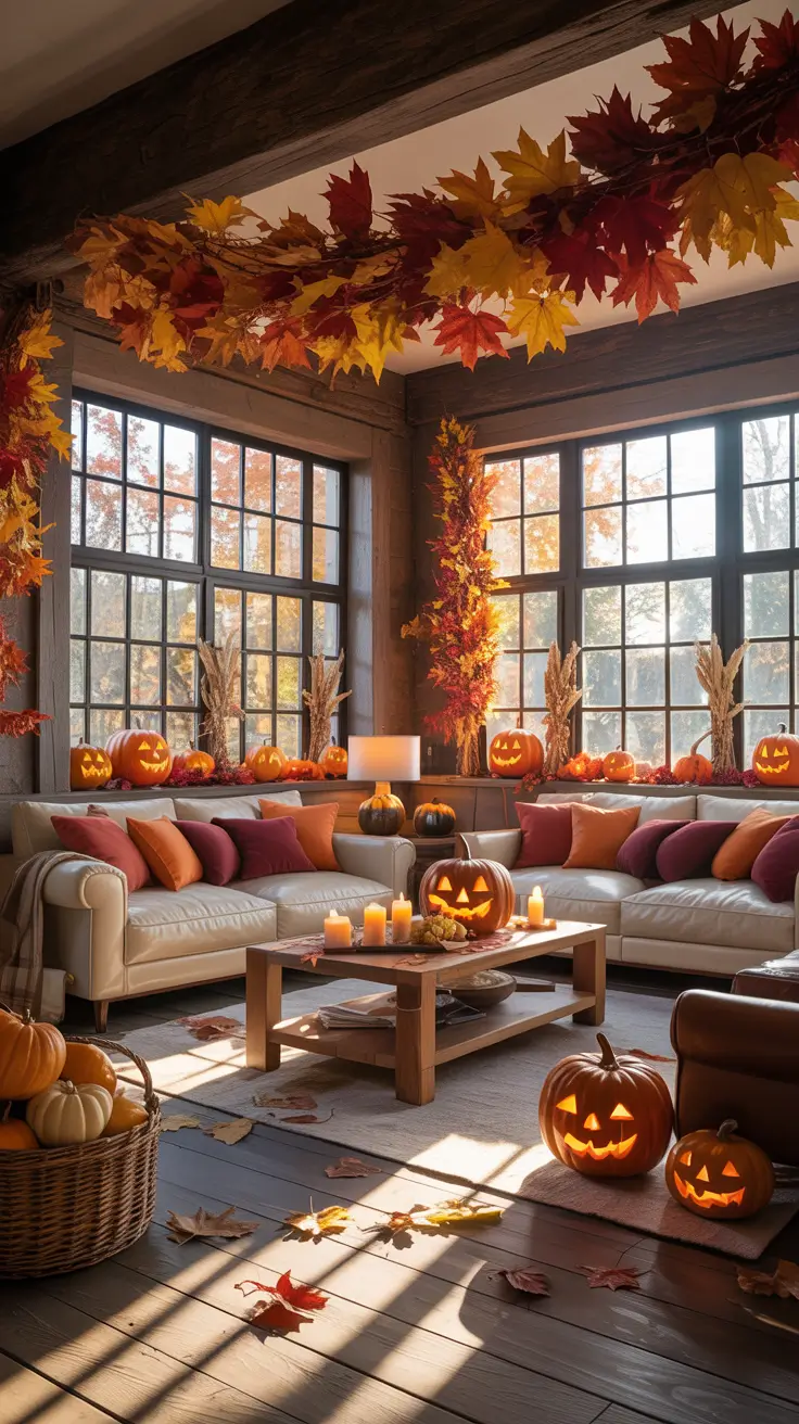 Outside Halloween Decorations Ideas 2026 22 — Warm Living Room Layers Inspired By Outside Halloween Decorations Ideas