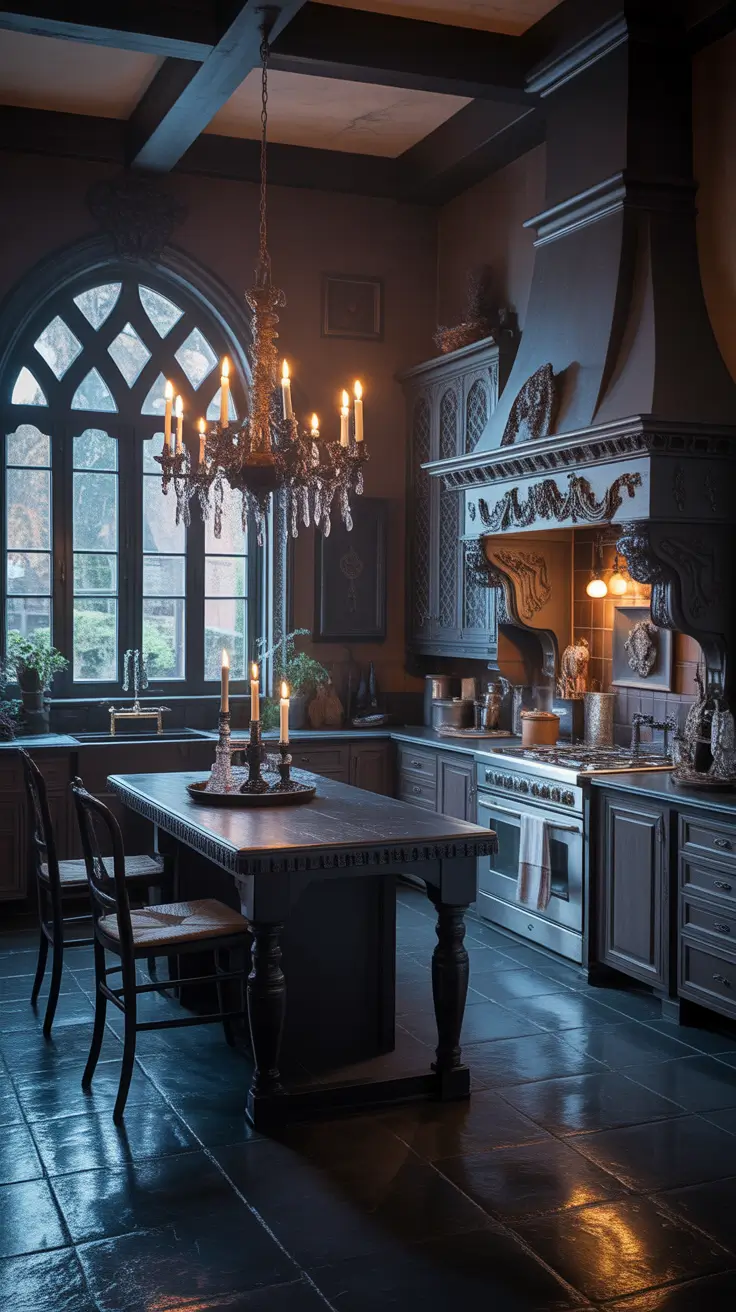 28-halloween-kitchen-decor-ideas-2026 Soft Neutral Halloween Kitchen Decor with Natural Light