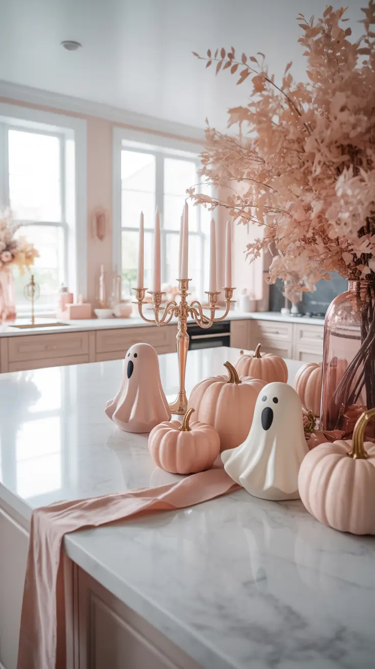 28-halloween-kitchen-decor-ideas-2026 Open Shelf Halloween Kitchen Decor with Warm Autumn Accents