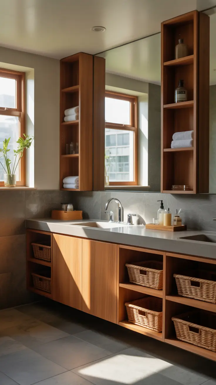 Bathroom Organizer Ideas 2026 13 – Countertop Bathroom Organizer Ideas With Wooden Accents