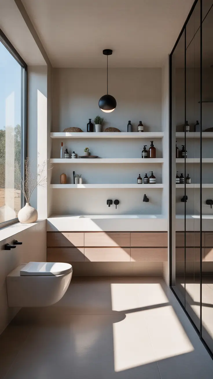 Bathroom Organizer Ideas 2026 17 – Floating Shelf Bathroom Organizer Ideas For Airy Interiors