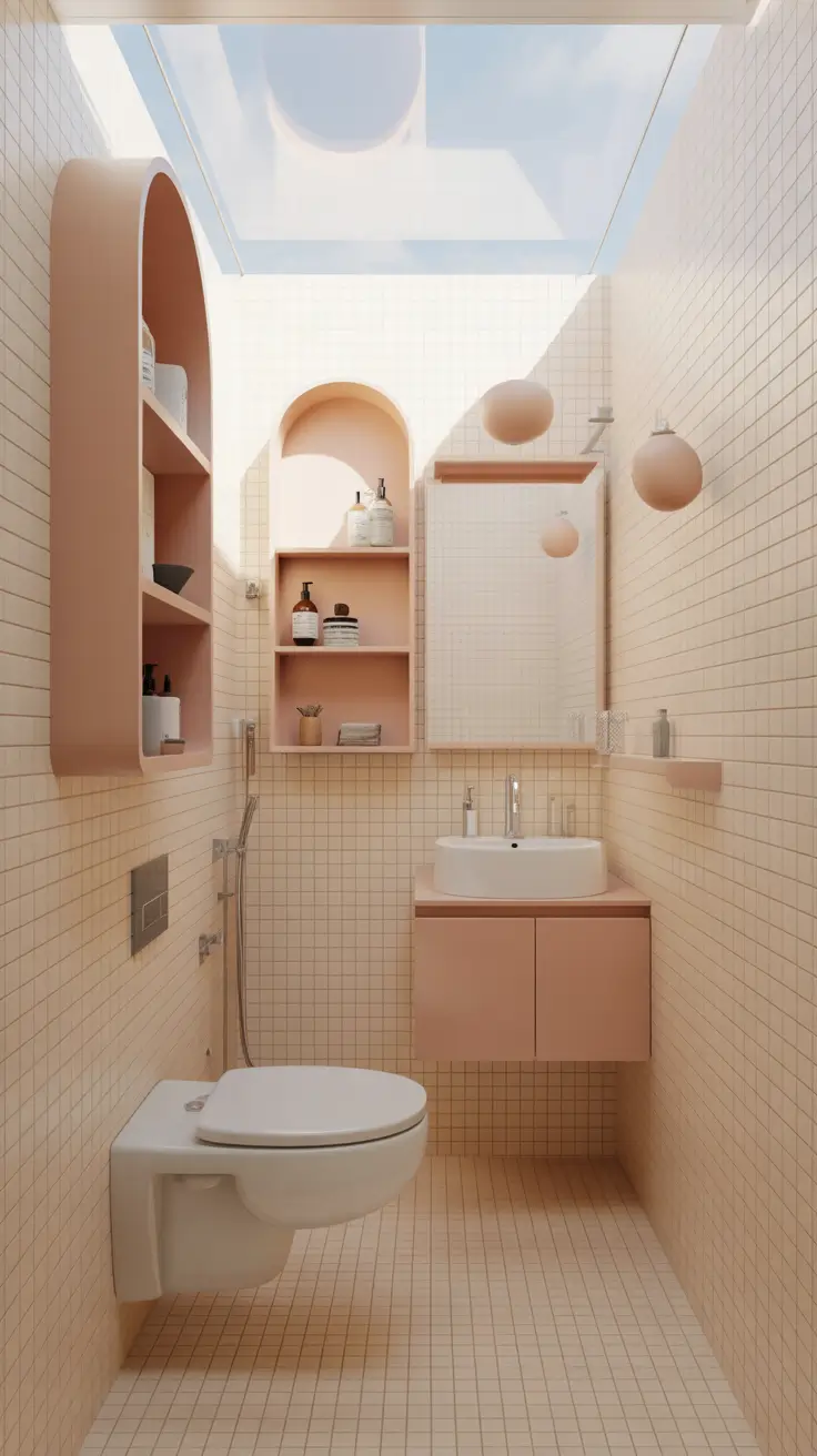 Bathroom Organizer Ideas 2026 22 – Arched Niche Bathroom Organizer Ideas With Soft Terracotta Tones