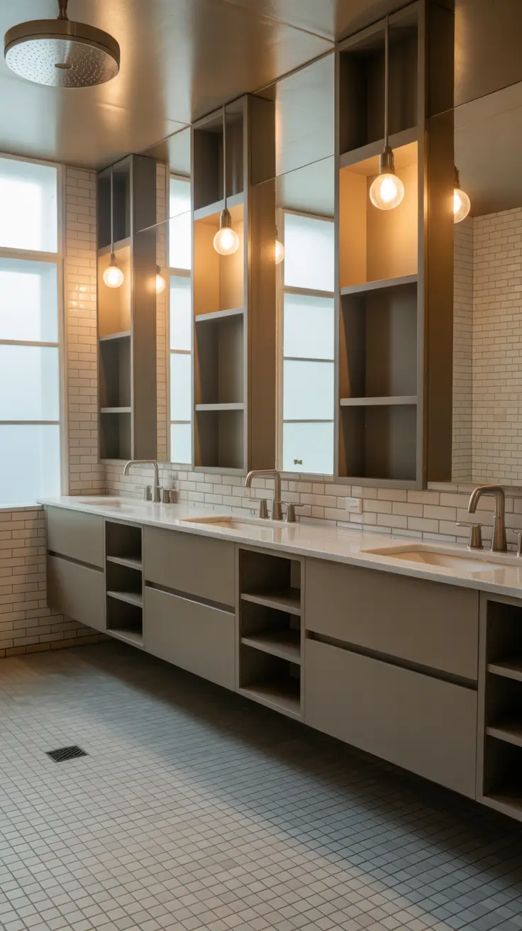 Bathroom Organizer Ideas 2026 27 – Double Sink Bathroom Storage Ideas With Open Mirror Shelving