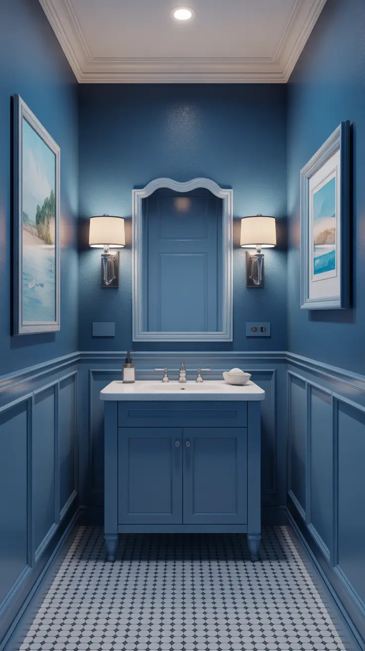 Bathroom Wall Decor Ideas Blue With Classic Guest Bathroom Energy