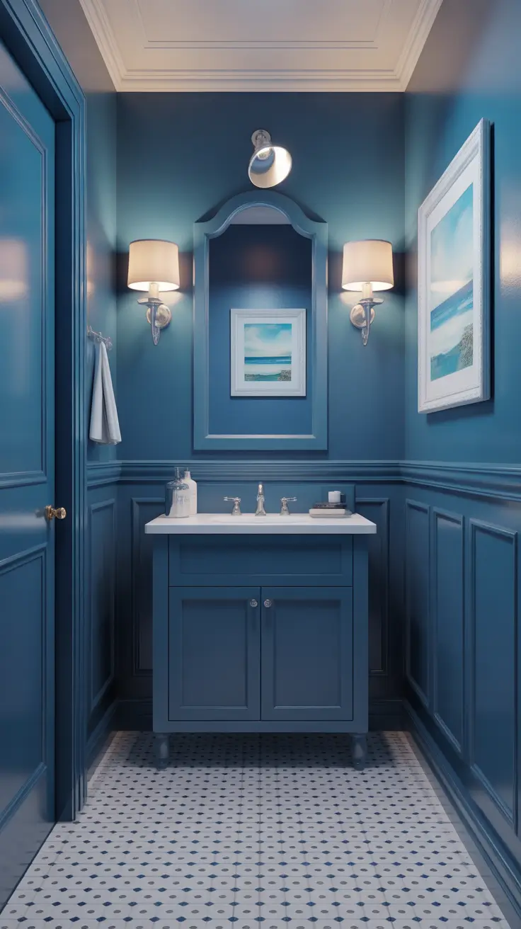 Bathroom Wall Decor Ideas Blue With Classic Guest Bathroom Energy
