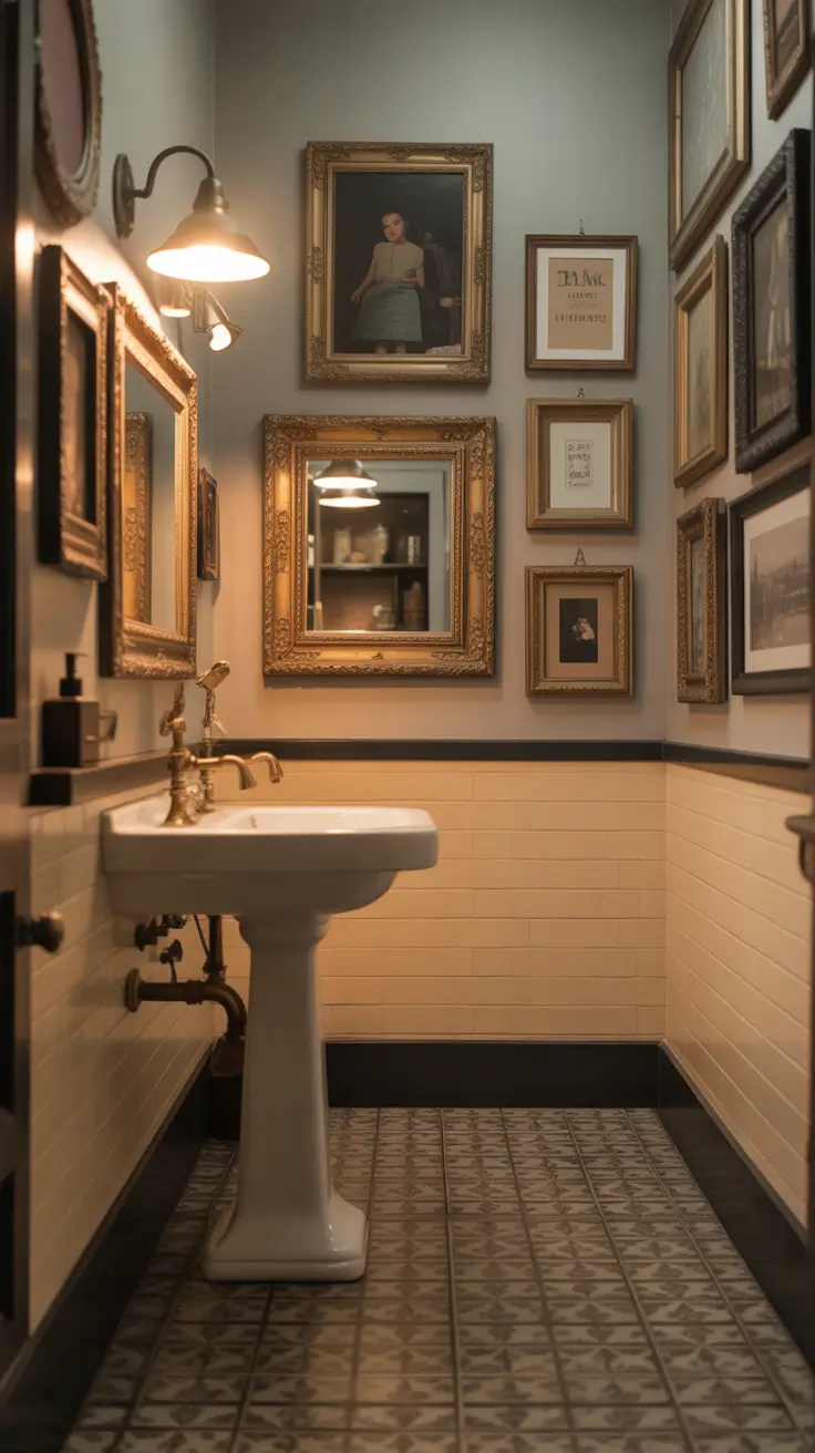 Bathroom Wall Decor Ideas Vintage With Antique Frames And Art