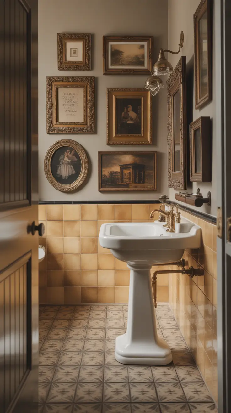 Bathroom Wall Decor Ideas Vintage With Antique Frames And Art