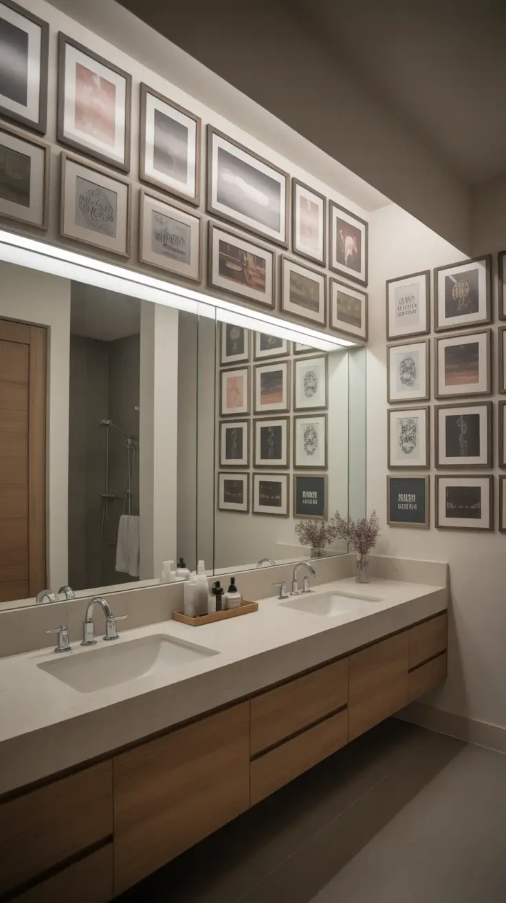 Bathroom Wall Decor Ideas Long Horizontal Gallery Wall Styling