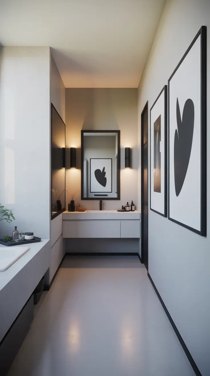 Bathroom Wall Decor Ideas Modern With Minimalist Black Accents