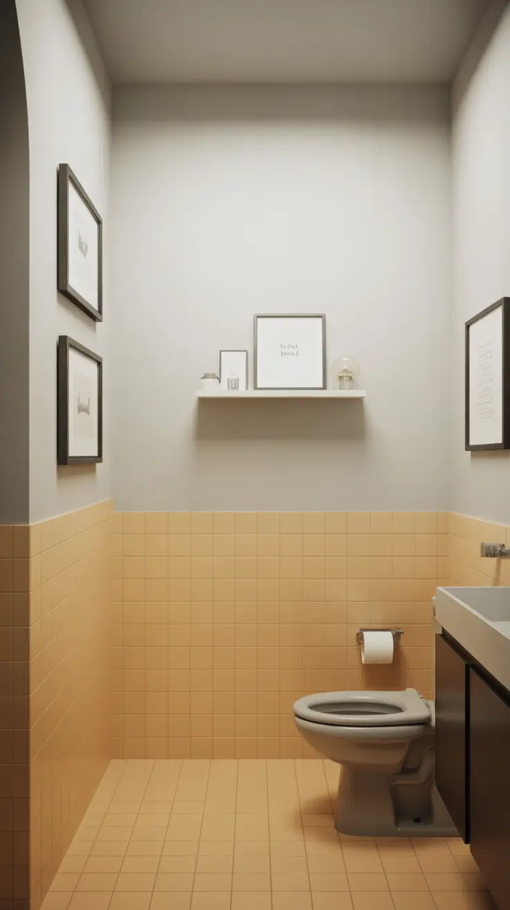 Bathroom Wall Decor Ideas Simple With Neutral Prints And Frames