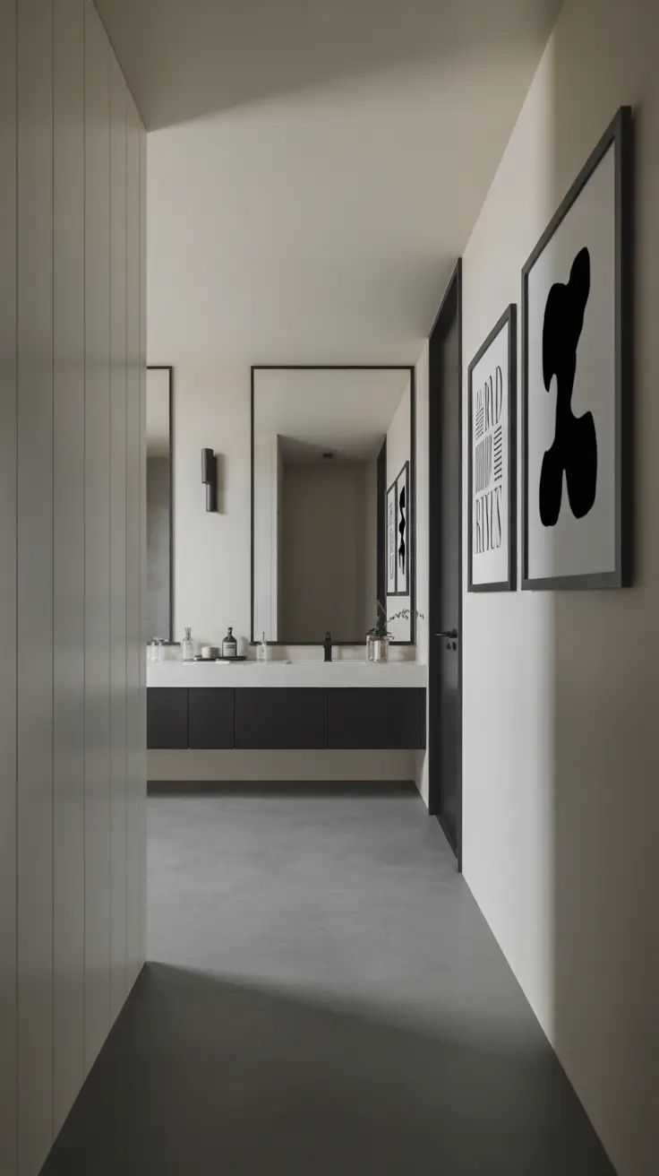 Bathroom Wall Decor Ideas Modern With Minimalist Black Accents