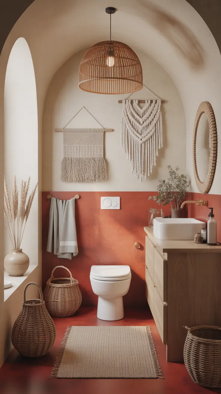 Bathroom Wall Decor Ideas Boho With Woven Texture And Warm Layers