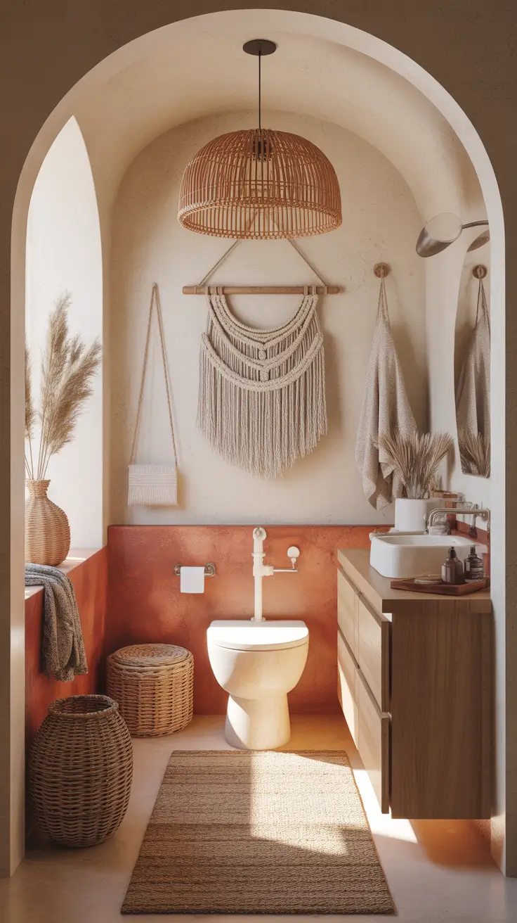 Bathroom Wall Decor Ideas Boho With Woven Texture And Warm Layers