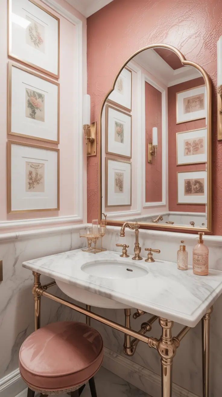 Bathroom Wall Decor Ideas Pink With Vintage Glam Details