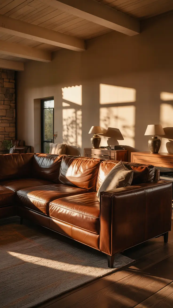 Bedroom Bench Ideas 2026 Modern Leather Bench With Golden Hour Light