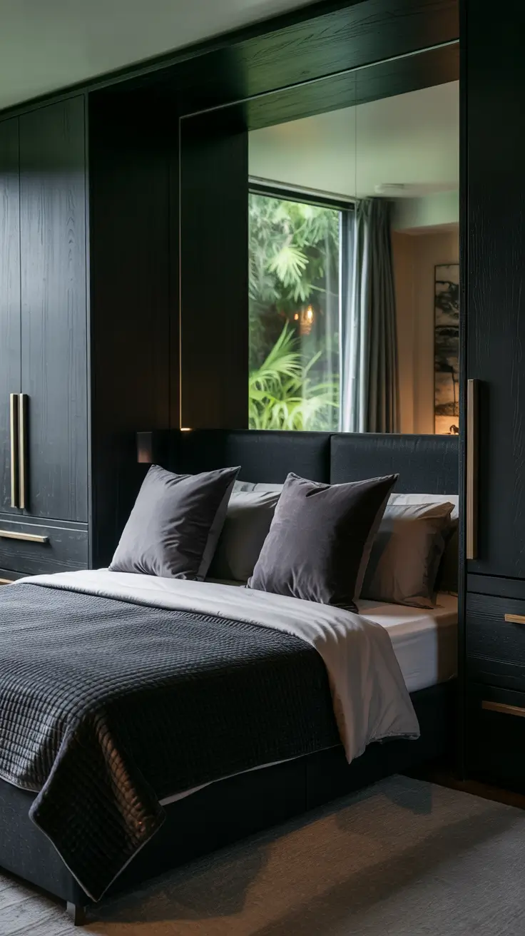 Modern Dark Bedroom Furniture Ideas With Sleek Built In Storage