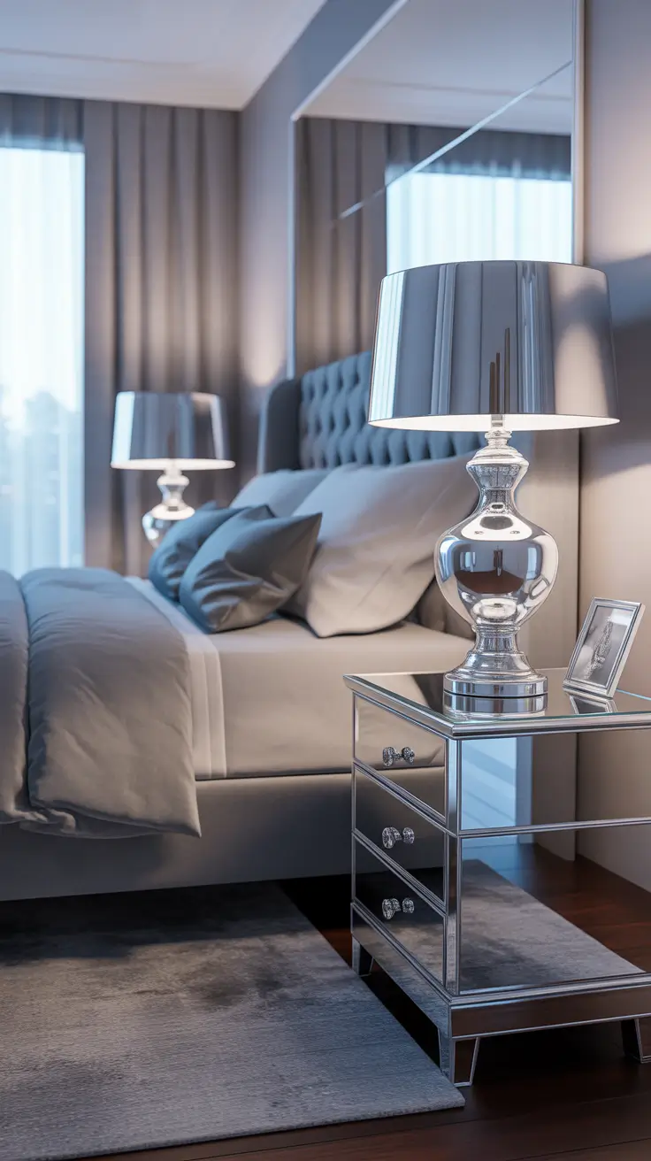 Bedroom Ideas With Silver Lamps For Glam Modern Bedrooms