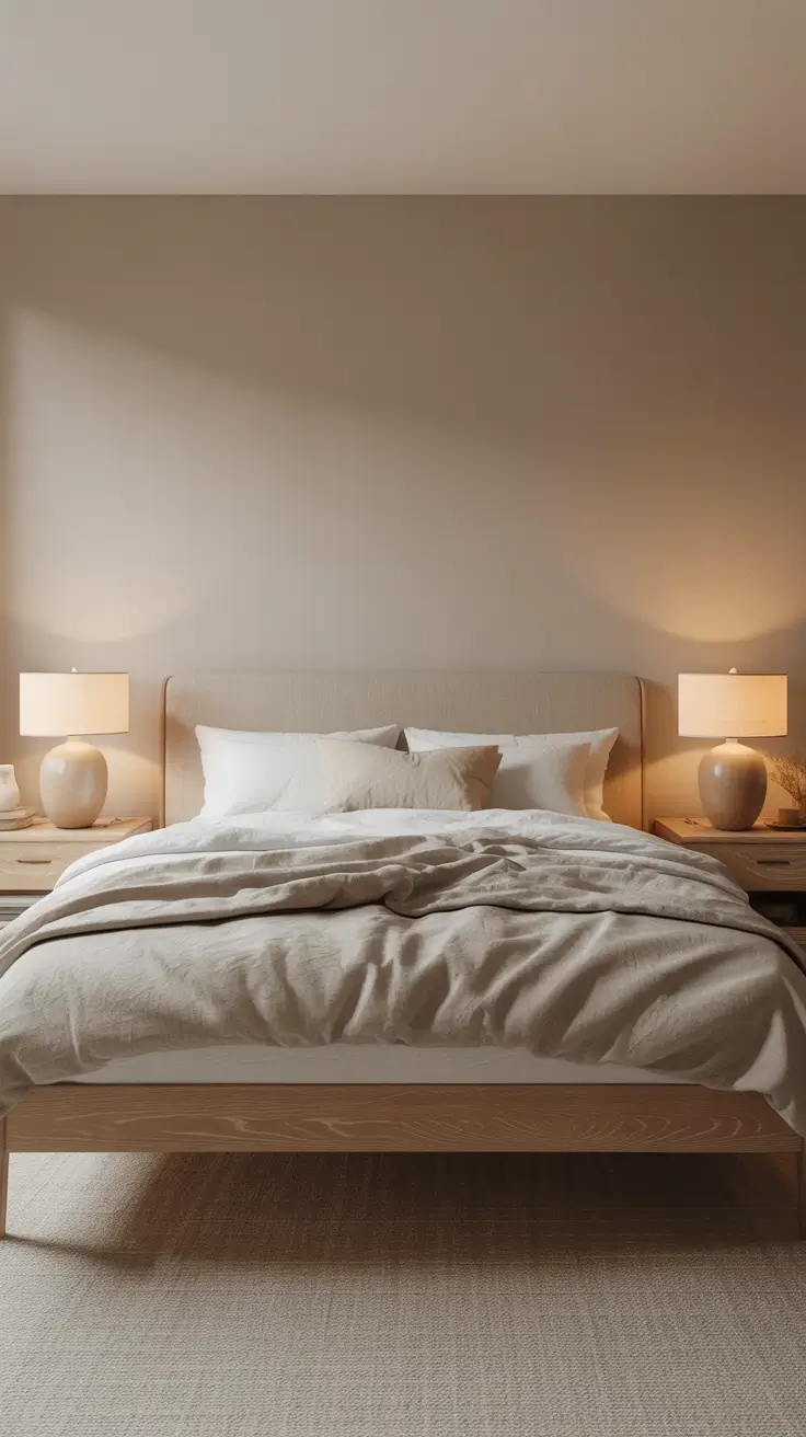 Minimal Bedroom Lamps Ideas With Soft Beige Balance