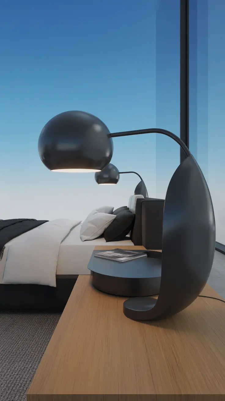 Modern Black Bedroom Lamps Ideas With Bold Sculptural Forms