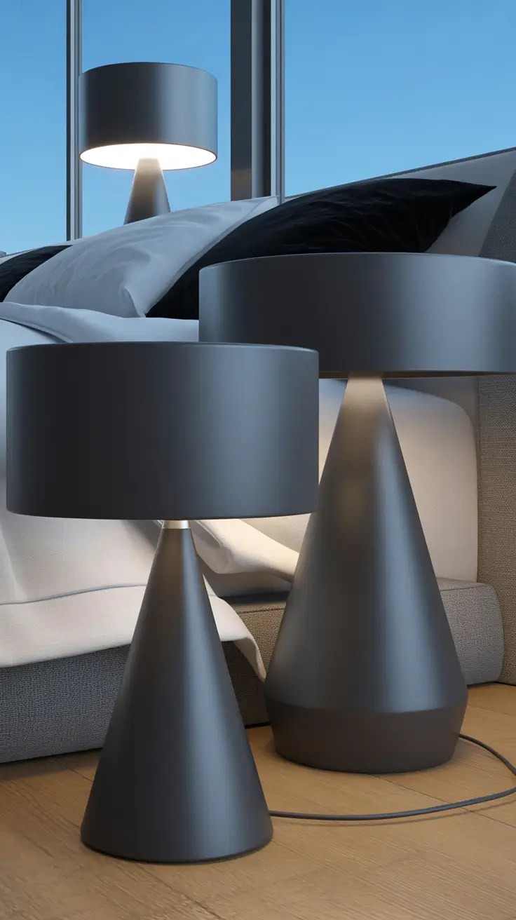 Modern Black Bedroom Lamps Ideas With Bold Sculptural Forms