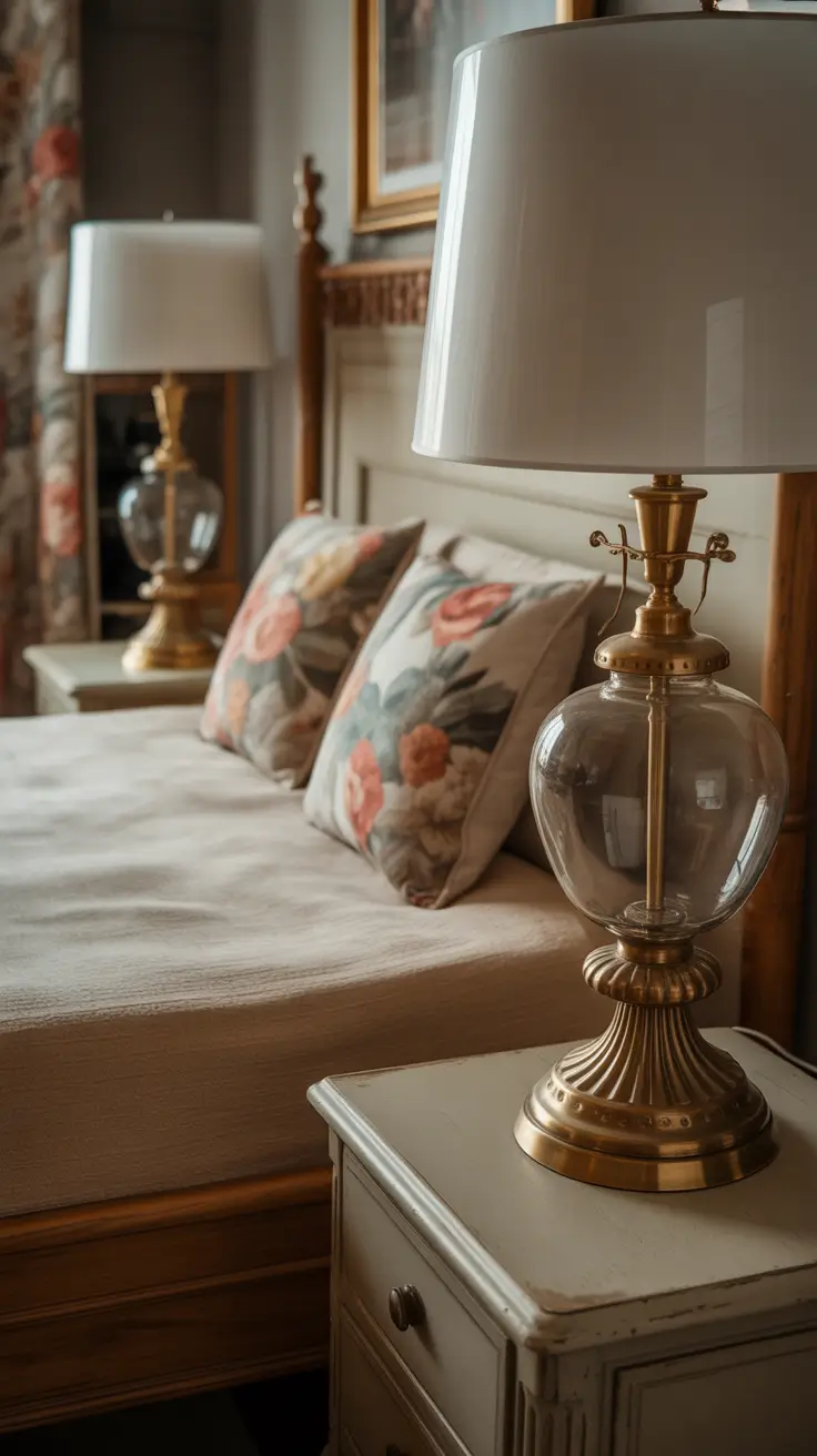 Traditional Bedroom Lamps Ideas With Classic Brass And Glass