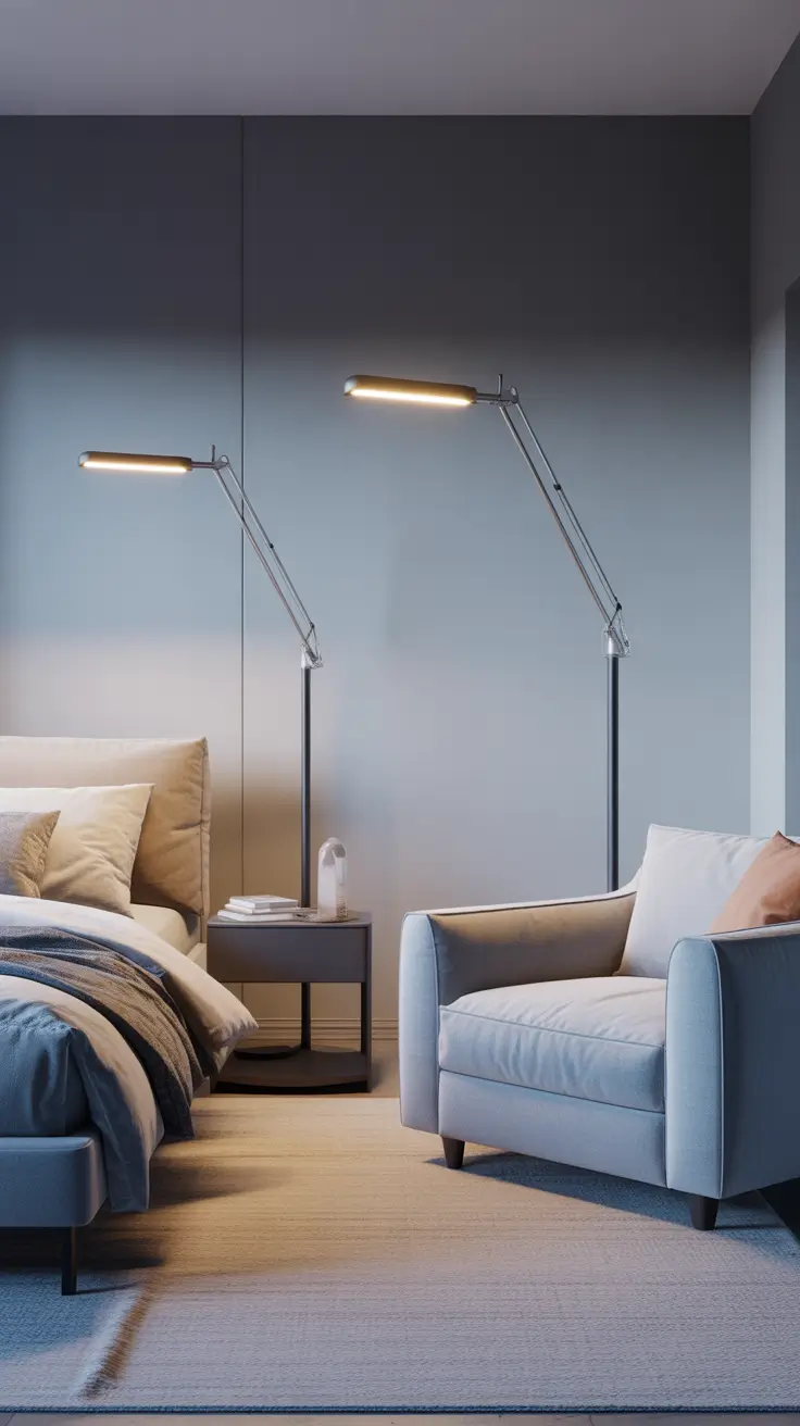 Bedroom Ideas Floor Lamps With Adjustable Arms And Reading Focus