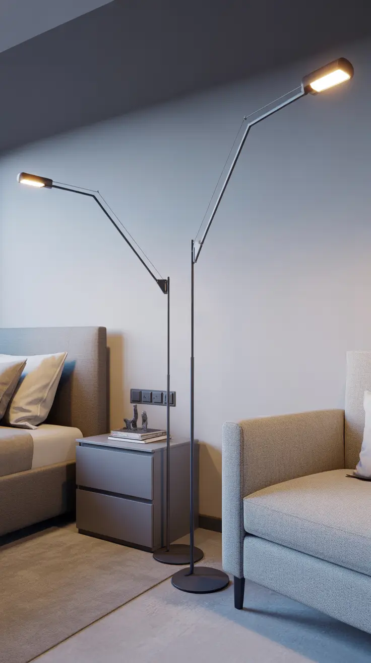 Bedroom Ideas Floor Lamps With Adjustable Arms And Reading Focus