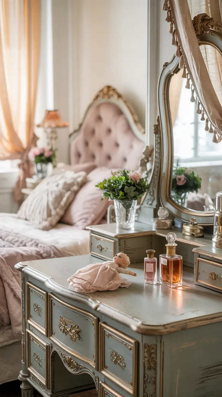 Bedroom Makeover Ideas Shabby Chic Vanity With Feminine Vintage Charm