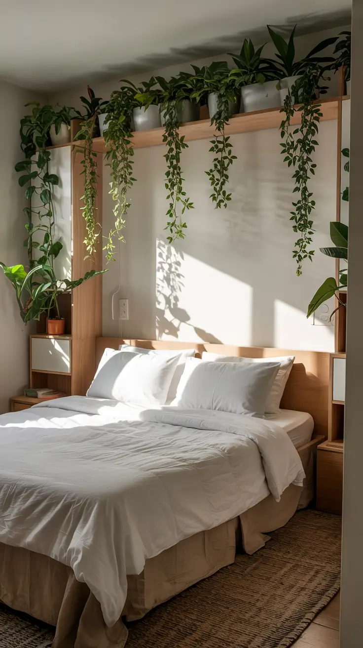 Bedroom Wall Decor Ideas 2026 11 — Bedroom Wall Decor Ideas Apartment Friendly With Lightweight Hanging Vines