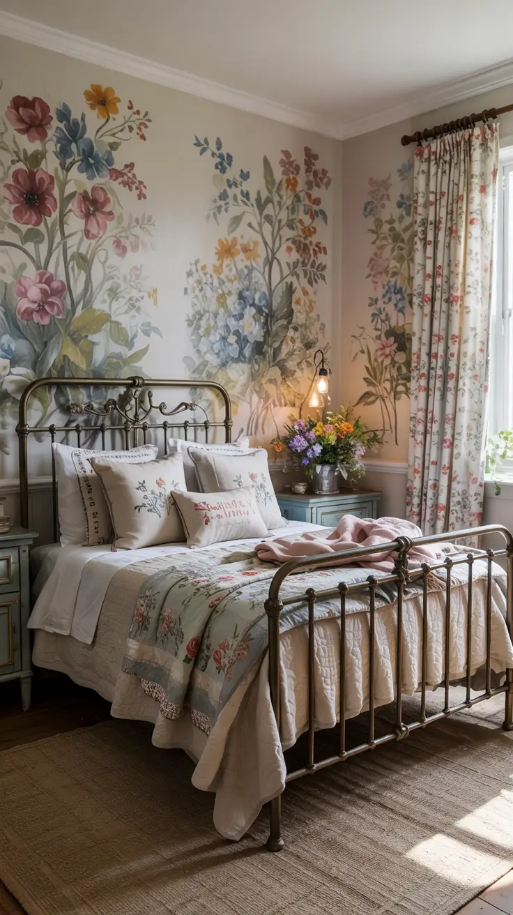 Bedroom Wall Decor Ideas 2026 12 — Bedroom Wall Decor Ideas Cottage Core With Romantic Floral Accents