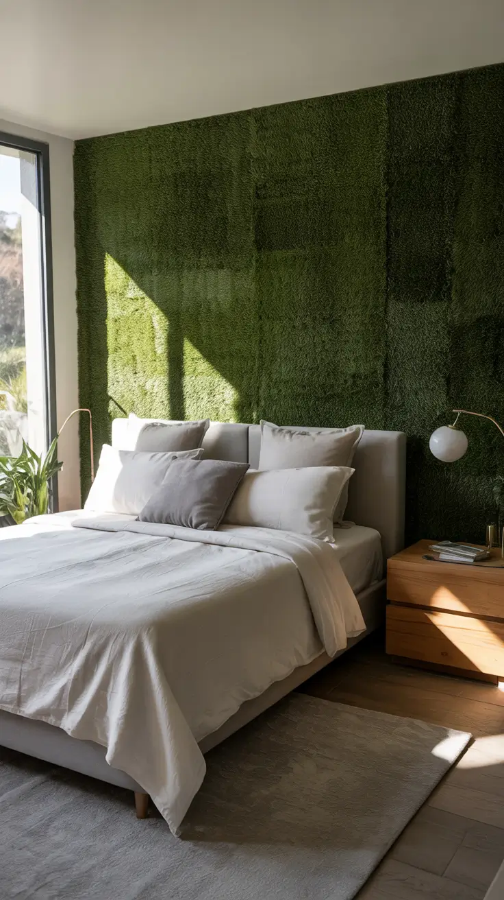 Bedroom Wall Decor Ideas 2026 14 — Bedroom Wall Decor Ideas Featuring Artificial Grass Accent Walls