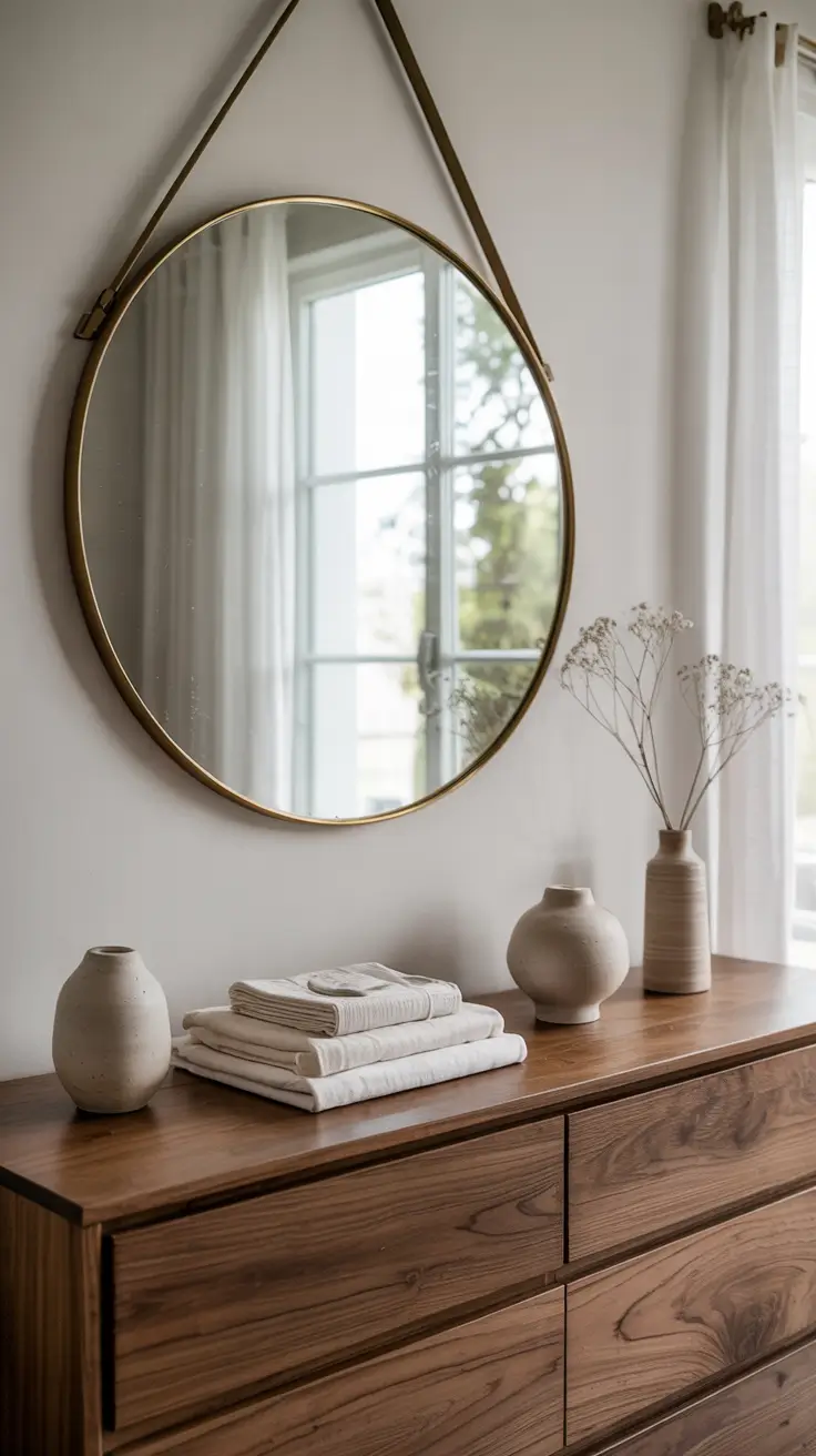 Bedroom Wall Decor Ideas 2026 04 — Bedroom Wall Decor Ideas Above Dresser Featuring Circle Mirror Designs