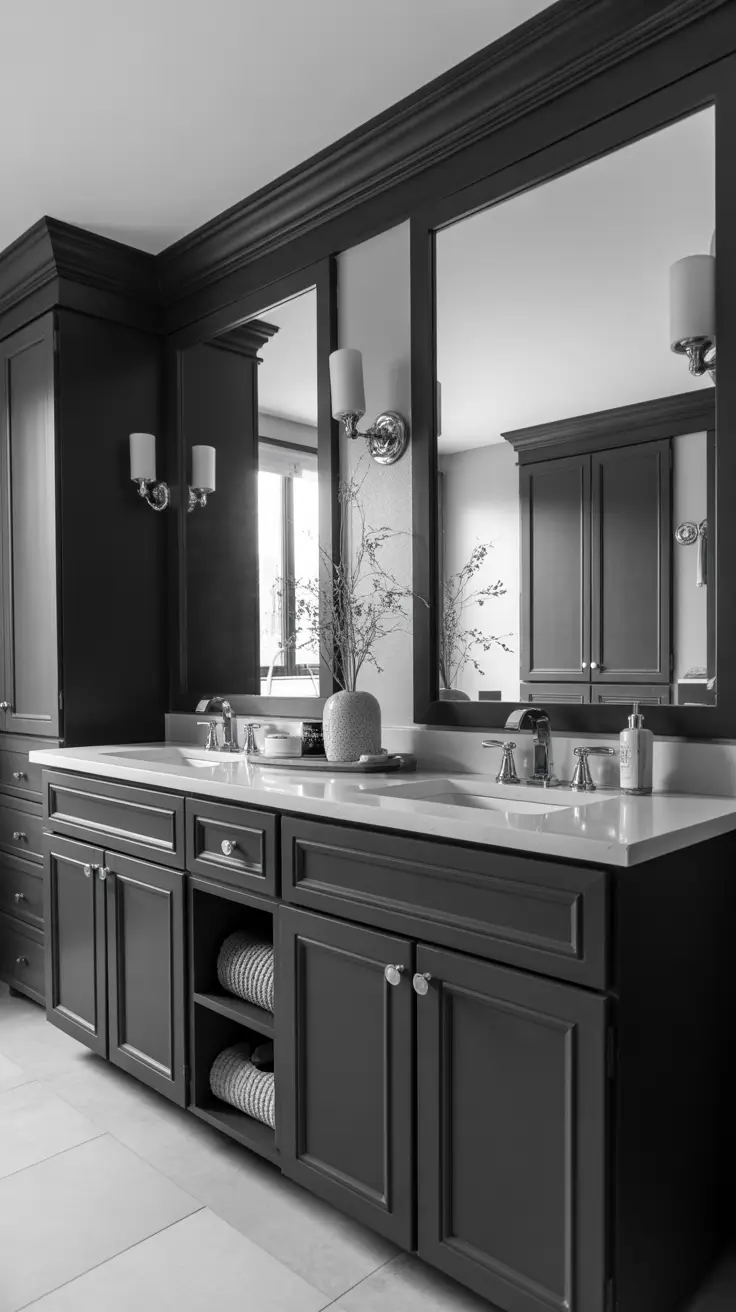 Black And White Bathroom Ideas 2026 15 - Decor Master Bath Vanity Ideas In Black And White Spaces