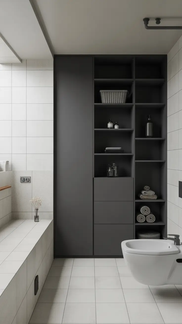 Black And White Bathroom Ideas 2026 16 - Modern Minimalist Black And White Bathroom Organization Ideas