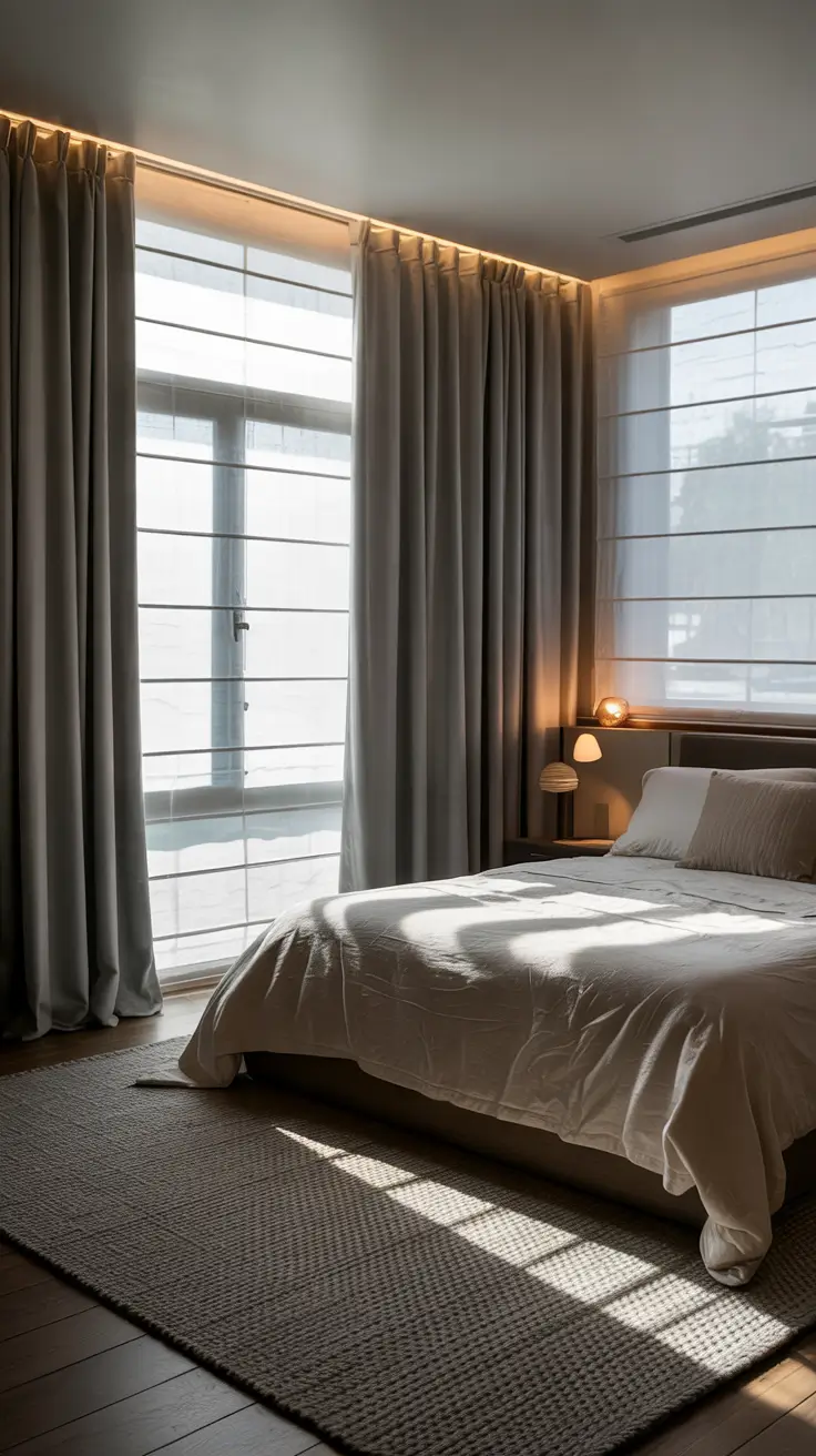 Blackout Curtains for Bedroom Ideas 2026 Blackout Curtains Bedroom Ideas Paired With Roller Blinds