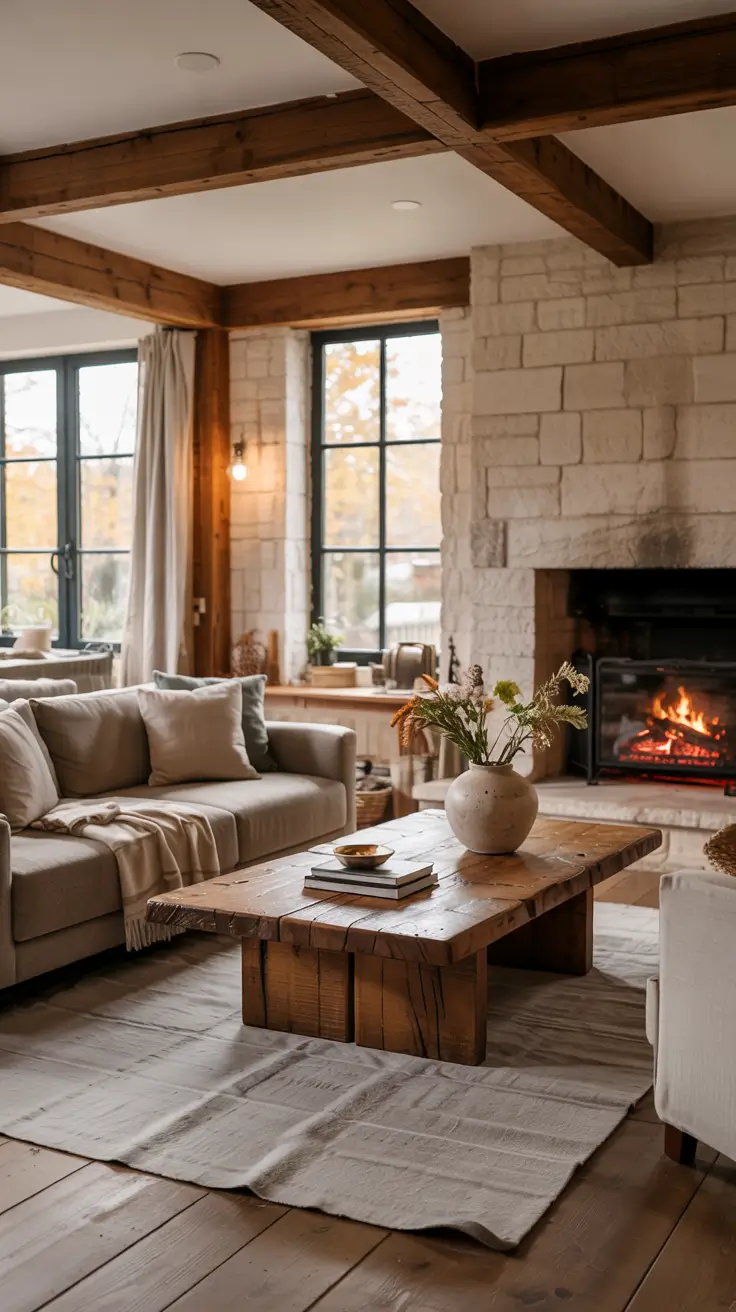 Contemporary Living Room Ideas 2026 19 – Rustic Contemporary Living Room Ideas With Exposed Beams