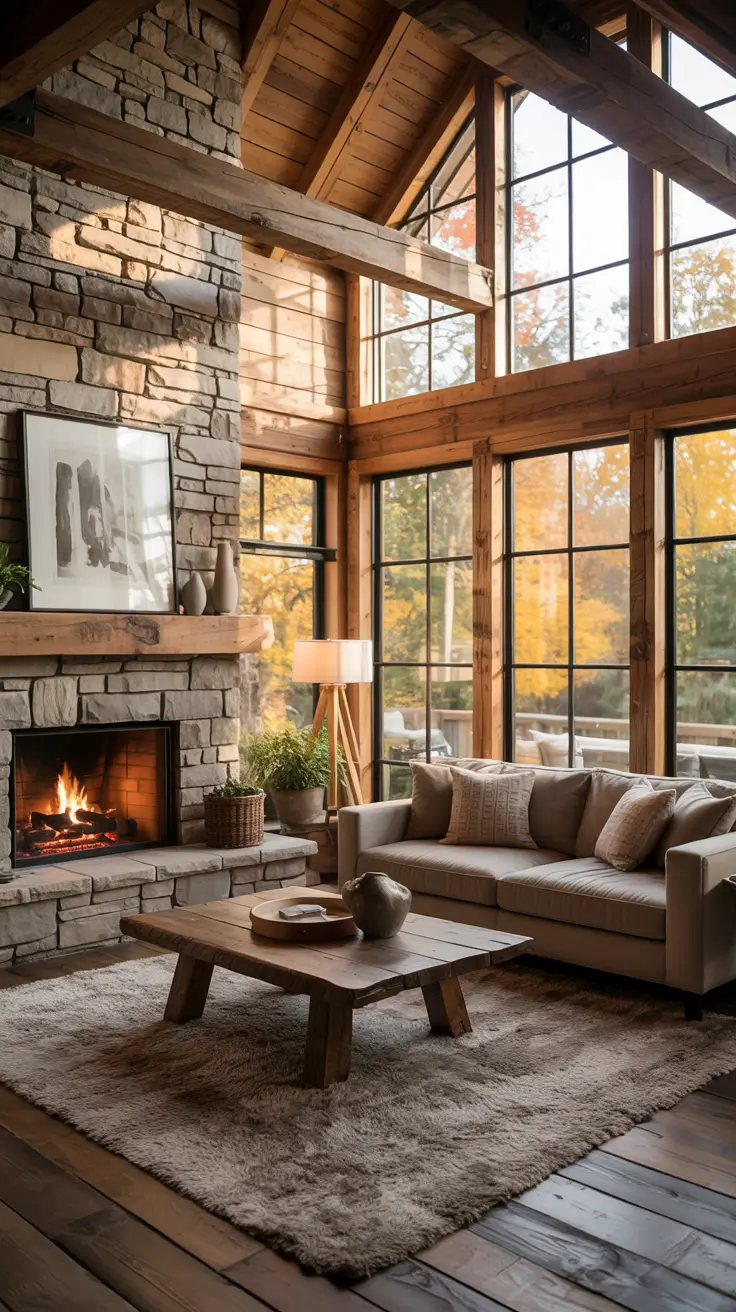 Contemporary Living Room Ideas 2026 19 – Rustic Contemporary Living Room Ideas With Exposed Beams