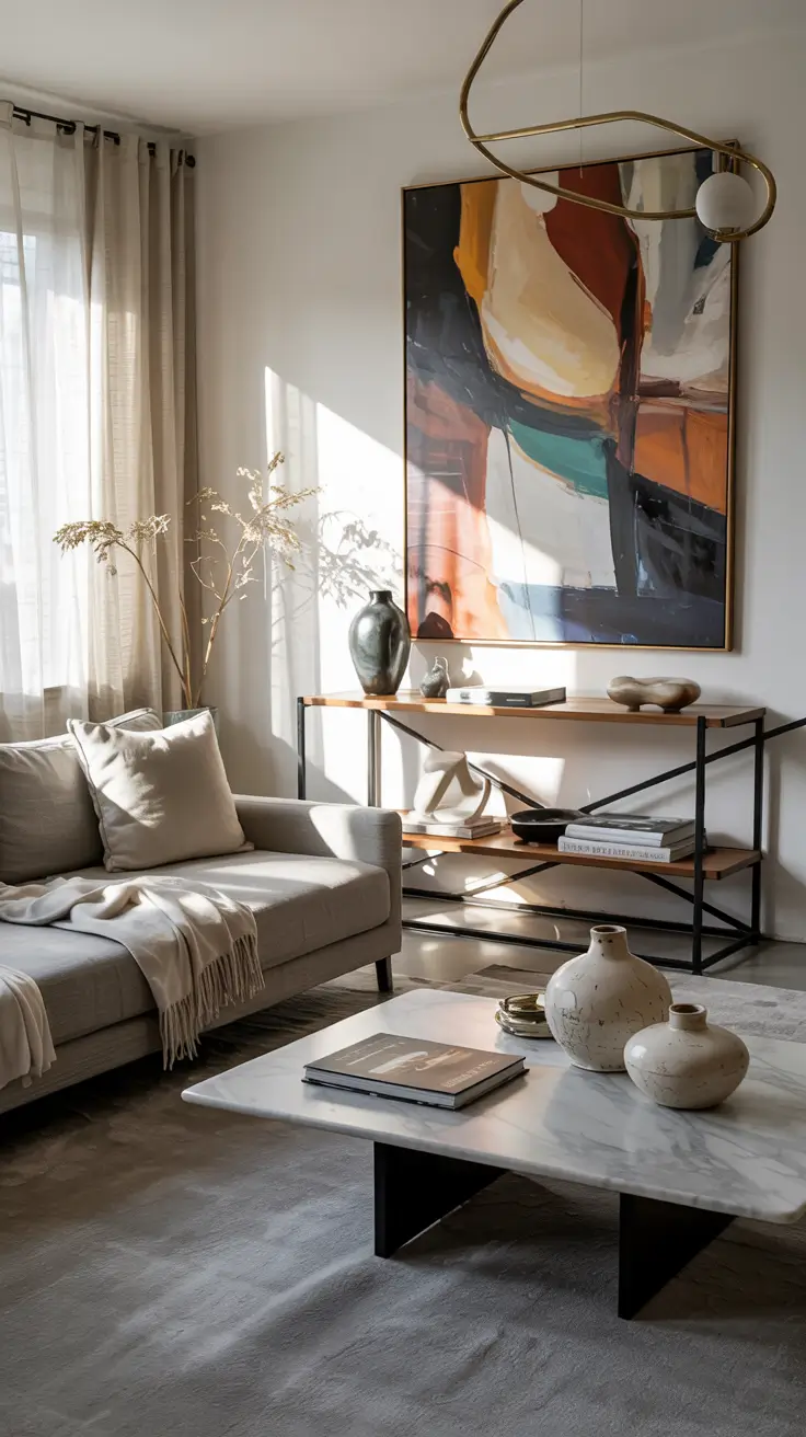 Contemporary Living Room Ideas 2026 02 – Contemporary Living Room Ideas Decor With Sculptural Lighting And Statement Art