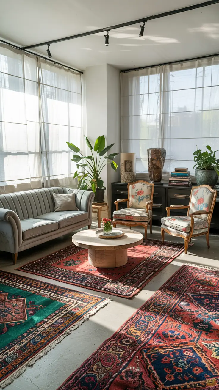 Contemporary Living Room Ideas 2026 20 – Eclectic Contemporary Living Room Ideas With Vintage Rugs