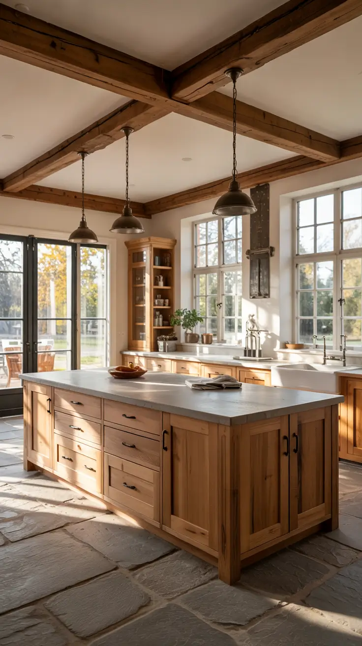 Cozy Kitchen Ideas With Exposed Wooden Beams And Natural Light
