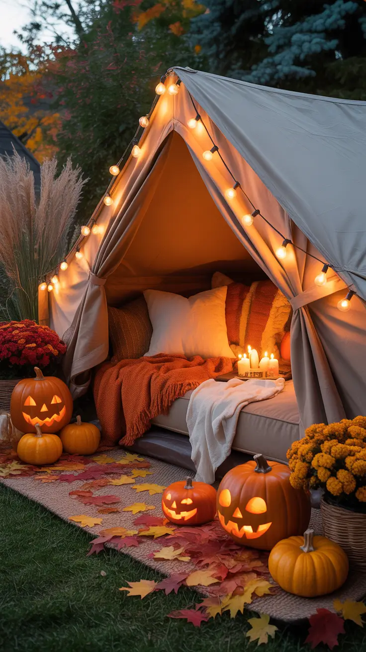 Cute Halloween Decor Ideas For Outdoor Tent And Cozy Backyard Corners