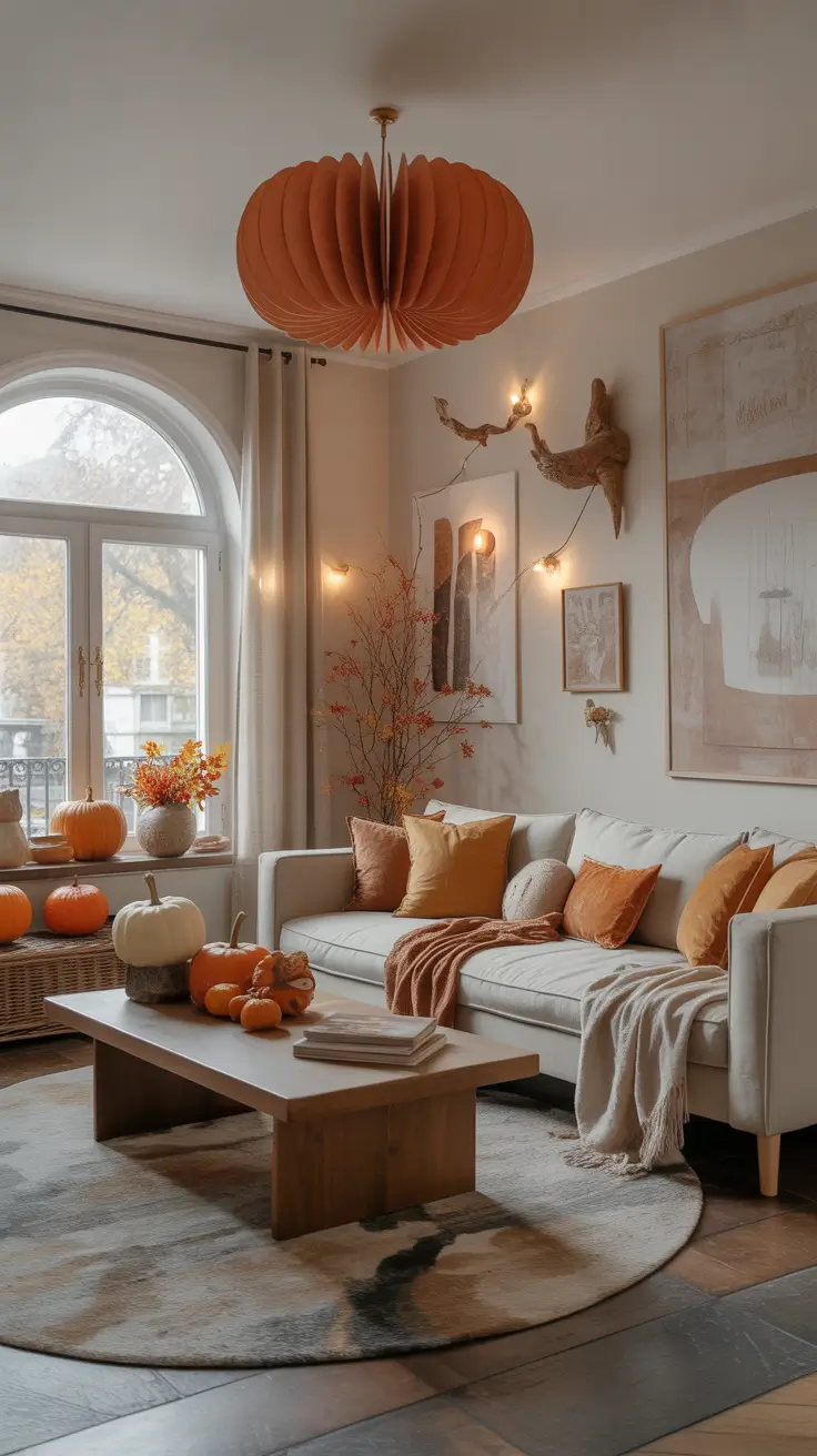 Fall Halloween Decor Ideas 2026 Living Room With Statement Lighting