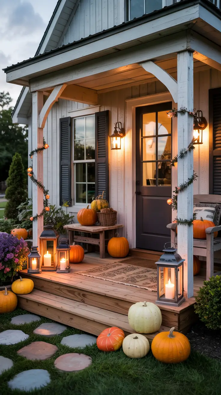 Farmhouse Halloween Decor Porch Ideas With Lantern Light