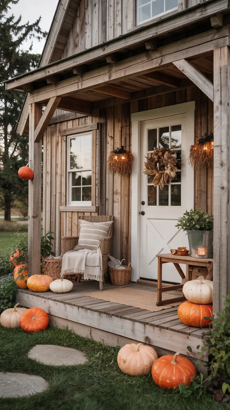 Cozy Farmhouse Halloween Porch Decor Ideas With Soft Autumn Layers