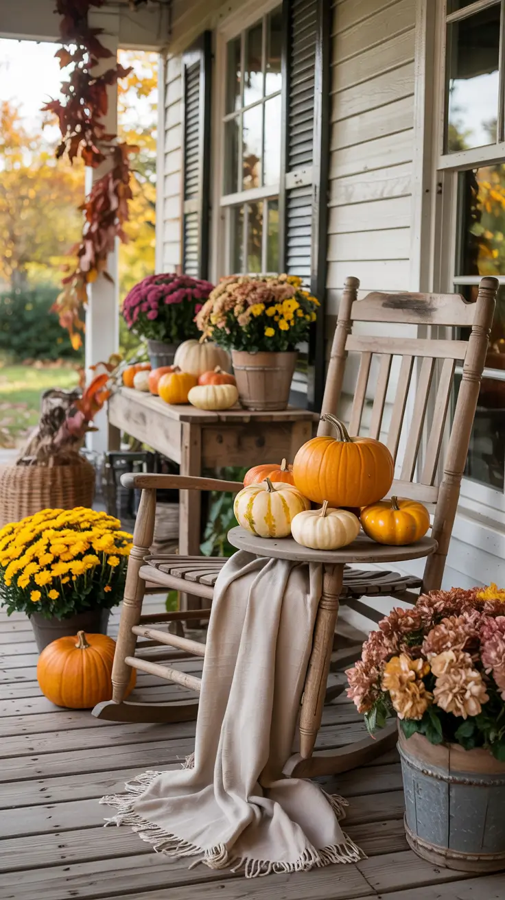 Cozy Farmhouse Halloween Porch Decor Ideas With Soft Autumn Layers