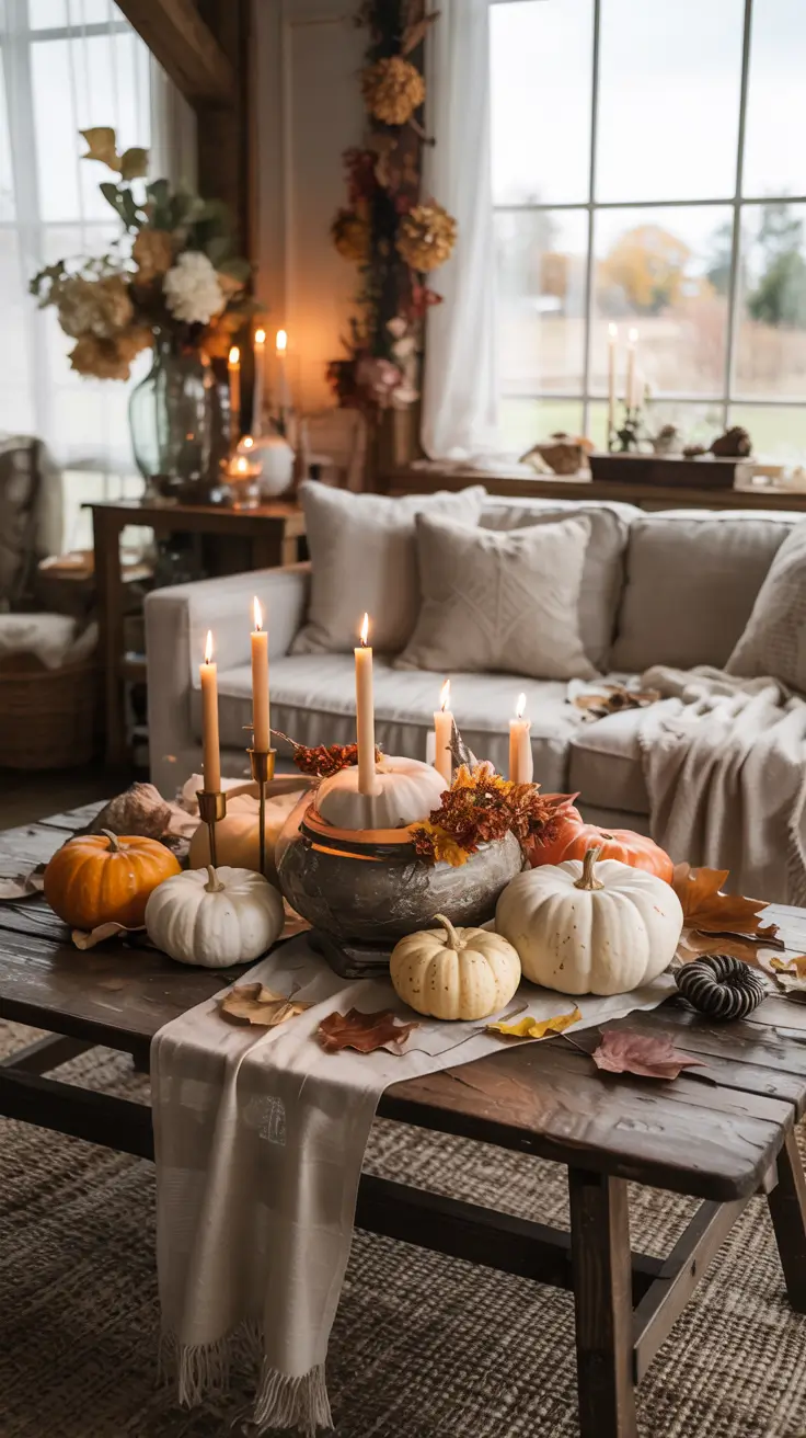 Farmhouse Halloween Dining Room Decor Ideas With Elegant Candlelight