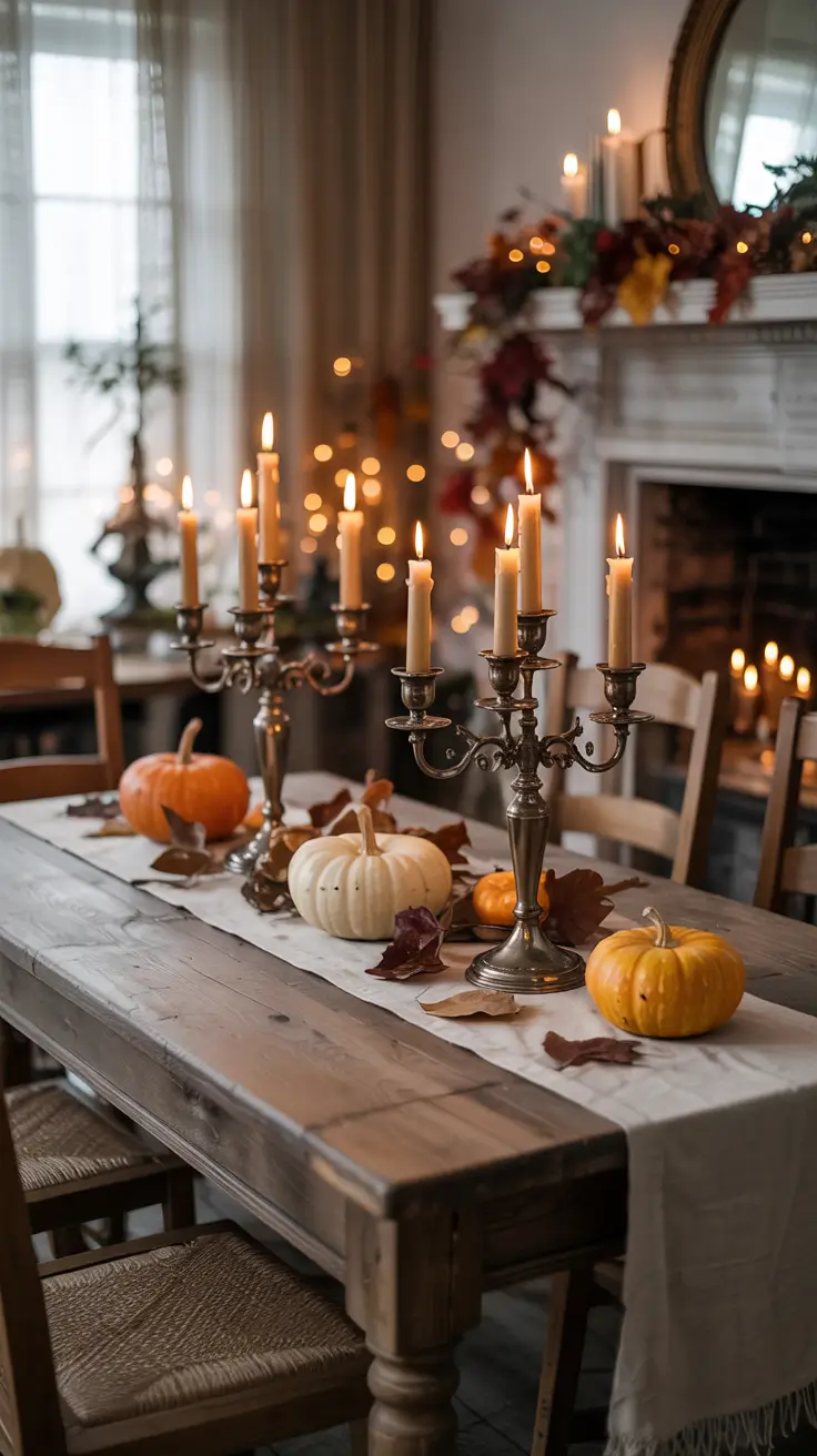 Farmhouse Halloween Dining Room Decor Ideas With Elegant Candlelight