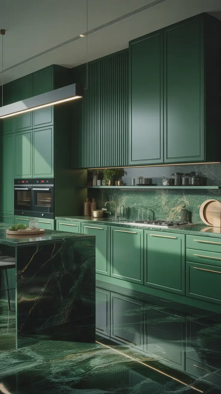 Green Kitchen Ideas 2026 Green Kitchen Ideas Modern Luxury With Black And Gold Accents